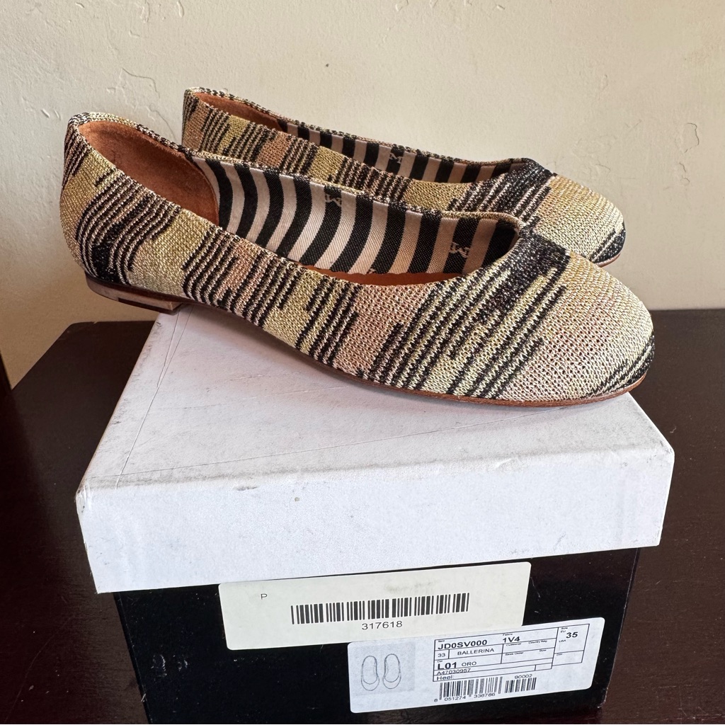 M Missoni Metallic Knit Ballerina Ballet Flats